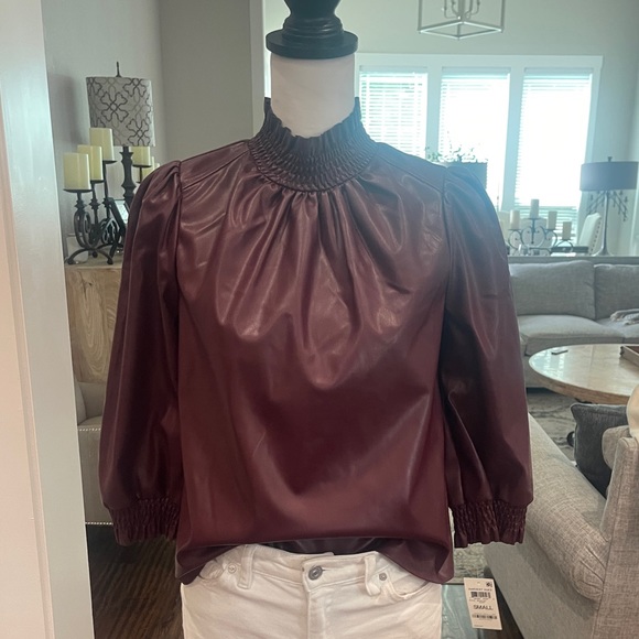 Harvest Hues/Maceys faux leather top - Picture 1 of 3